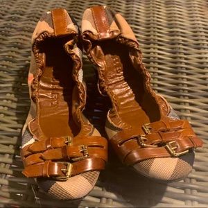Burberry Brown Tan Check Ballet Flats